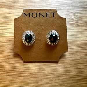 Monet | Black and Silver Vintage-Inspired Earrings
